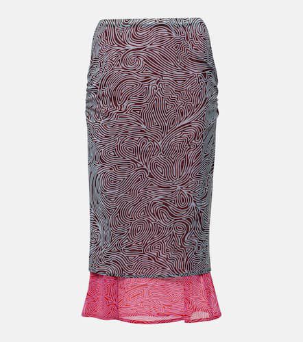 Printed pleated mesh midi skirt - Dries Van Noten - Modalova