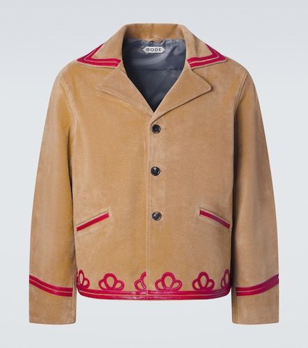 Trefoil leather-trimmed suede jacket - Bode - Modalova