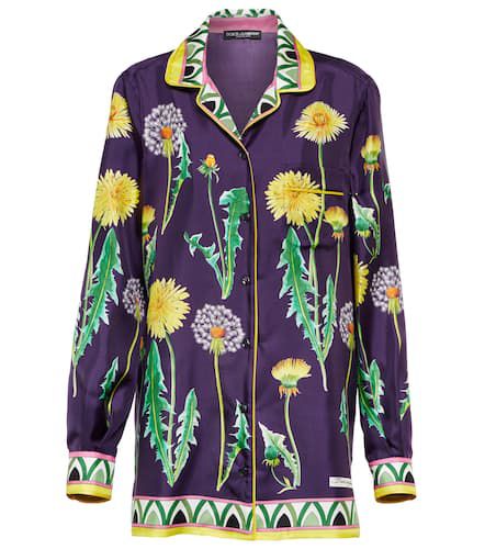 Printed oversized silk twill shirt - Dolce&Gabbana - Modalova