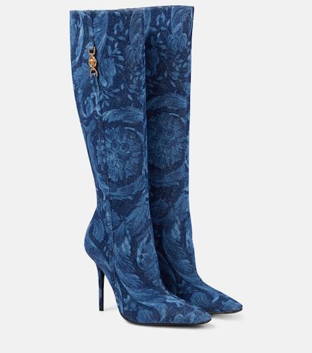 Barocco jaquard knee-high boots - Versace - Modalova