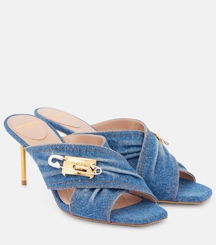 Balmain 75 embellished denim mules - Balmain - Modalova