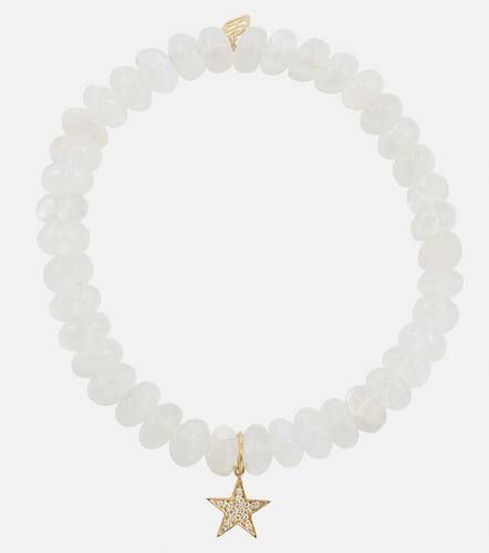 Star 14kt gold and moonstone beaded bracelet with diamonds - Sydney Evan - Modalova