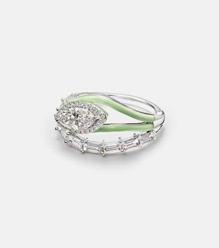 Oasis 18kt white gold and enamel ring with diamonds - Kamyen - Modalova