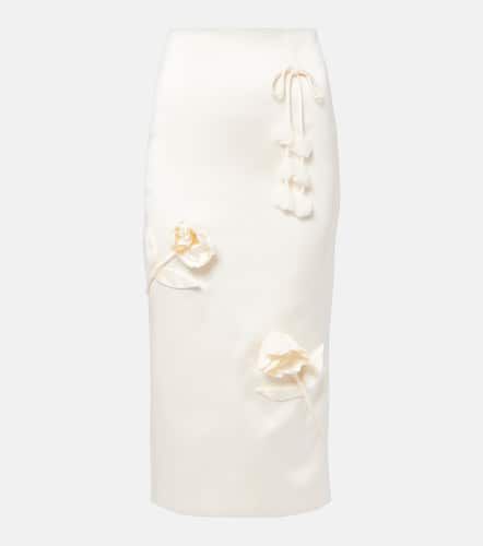 Floral-appliquÃ© satin midi skirt - Self-Portrait - Modalova