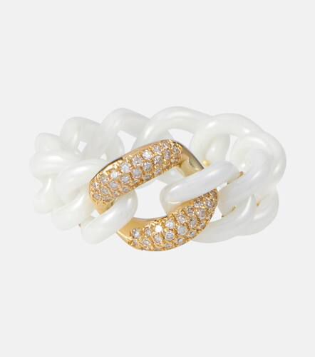 Ceramic and 18kt gold link ring with diamonds - Shay Jewelry - Modalova
