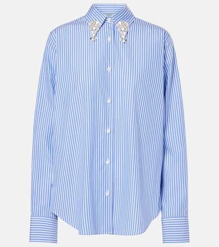 Embellished striped cotton poplin shirt - Prada - Modalova