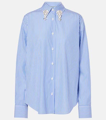 Embellished striped cotton poplin shirt - Prada - Modalova