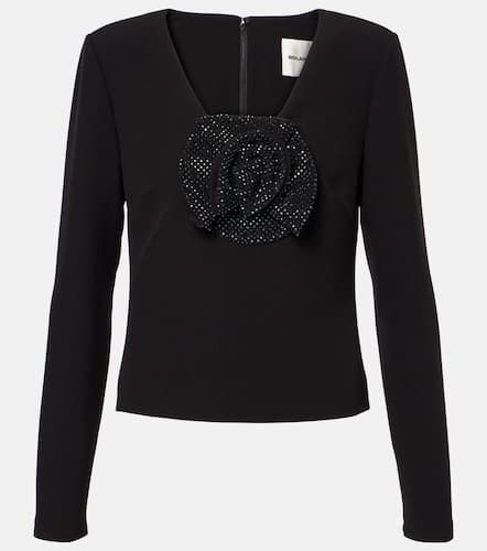 Floral-appliqué embellished crêpe top - Roland Mouret - Modalova