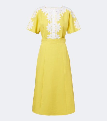 Embroidered linen midi dress - Valentino - Modalova