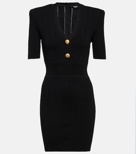 Balmain Ribbed V-neck mini dress - Balmain - Modalova