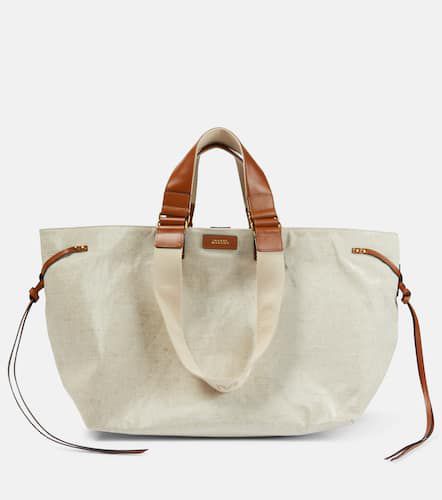 Wardy leather-trimmed canvas tote bag - Isabel Marant - Modalova
