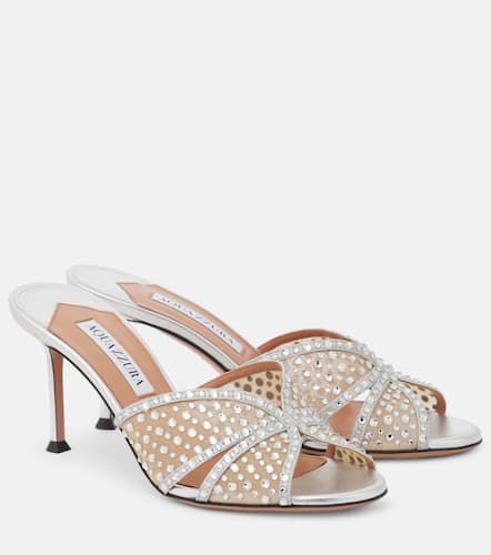 Crystal Lover 75 leather-trimmed mules - Aquazzura - Modalova