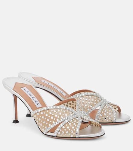 Mules in mesh con pelle e cristalli - Aquazzura - Modalova