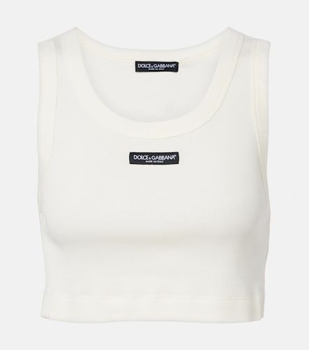 Crop top de jersey de algodón con logo - Dolce&Gabbana - Modalova