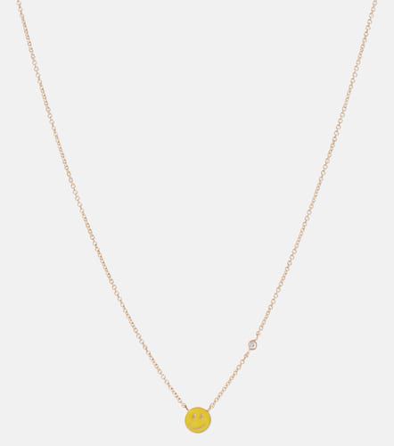 Halskette Mini Happy Face aus 14kt Gelbgold mit Emaille und Diamant - Sydney Evan - Modalova