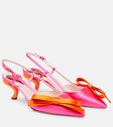 Virgule bow-embellished satin slingback pumps - Roger Vivier - Modalova