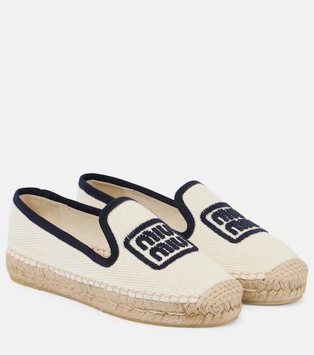 Logo embroidered drill espadrilles - Miu Miu - Modalova