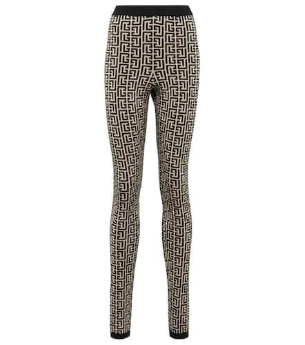 Jacquard-knit wool-blend leggings - Balmain - Modalova