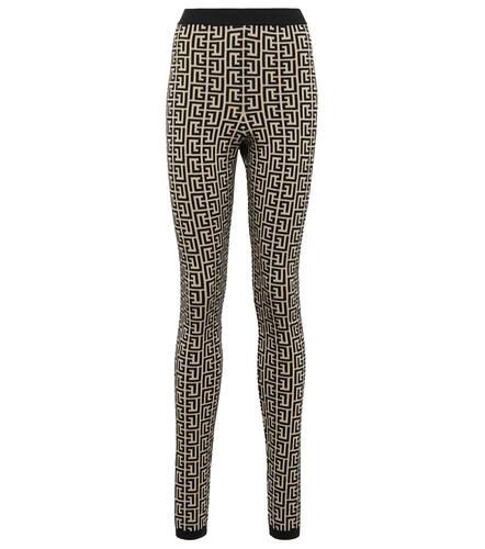 Leggings in jacquard di misto lana - Balmain - Modalova