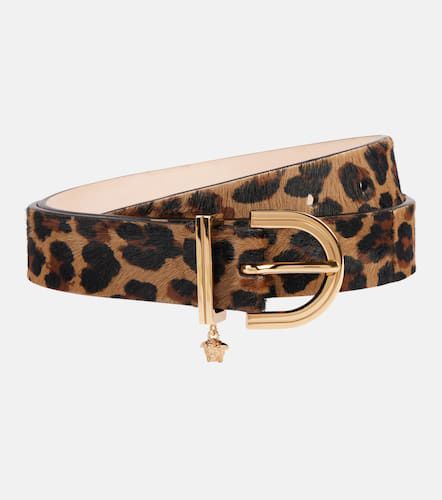 Leopard-print calf hair belt - Versace - Modalova