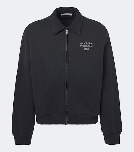 Felpa in misto cotone con zip e logo - Acne Studios - Modalova