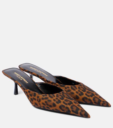 Barbara 55 leopard-print grosgrain mules - Saint Laurent - Modalova