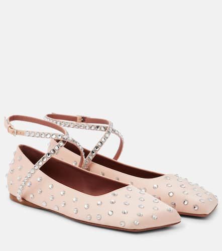 Ane crystal-embellished satin ballet flats - Amina Muaddi - Modalova