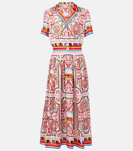 Vestido midi de seda estampado - Dolce&Gabbana - Modalova