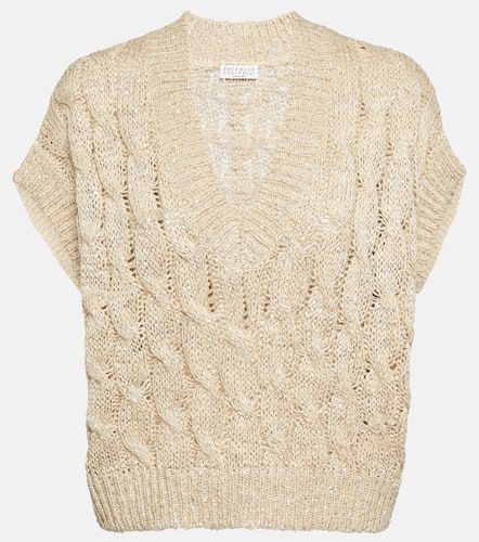 Cable-knit embellished sweater vest - Brunello Cucinelli - Modalova