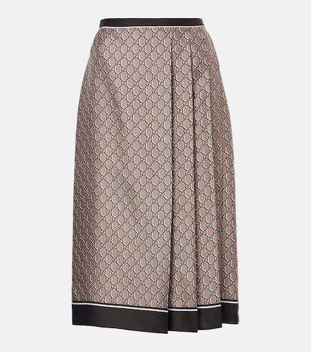 GG Shadow silk satin midi skirt - Gucci - Modalova