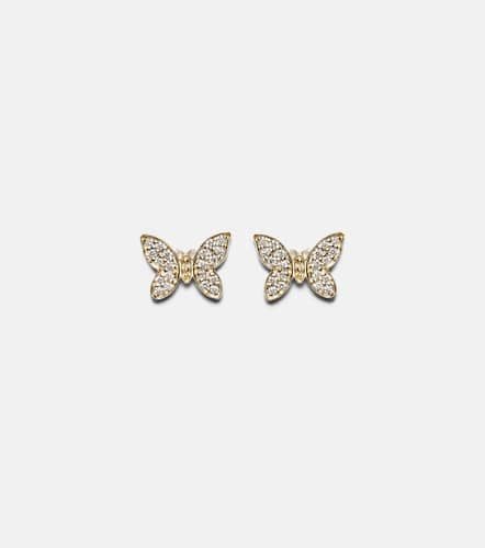 Tiny Butterfly 14kt earrings with diamonds - Sydney Evan - Modalova