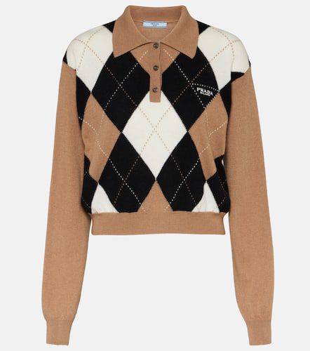 Prada Argyle cashmere polo sweater - Prada - Modalova