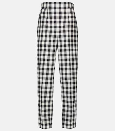 Gingham high-rise cotton pants - Miu Miu - Modalova