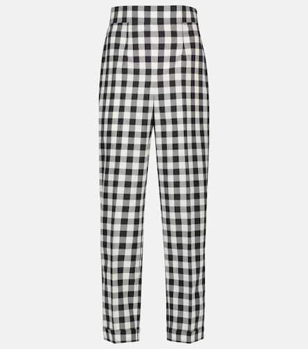 Pantalones Gingham de algodón de tiro alto - Miu Miu - Modalova