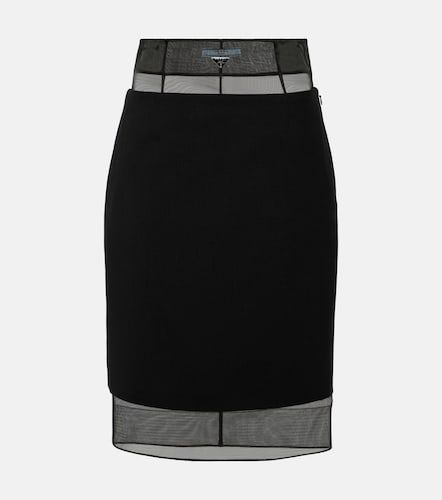Crinoline and virgin wool midi skirt - Prada - Modalova