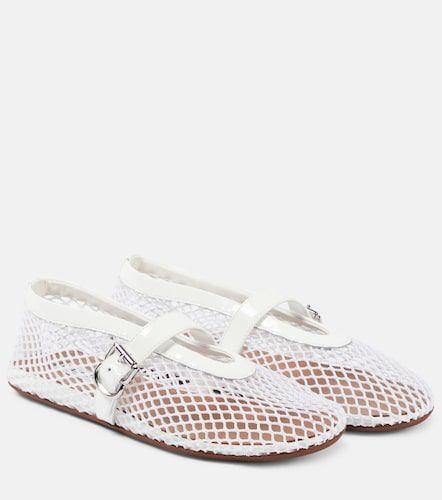 Leather-trimmed fishnet ballet flats - Alaia - Modalova