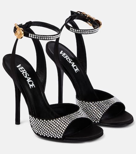 Crystal-embellished satin sandals - Versace - Modalova