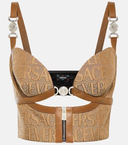 Bustier in jacquard Allover con pelle - Versace - Modalova