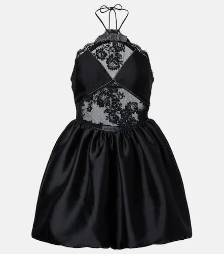 Lace-trimmed halterneck taffeta minidress - Self-Portrait - Modalova