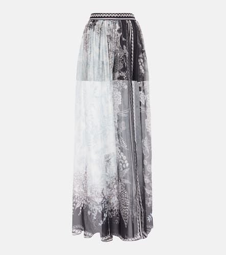 Gonna lunga in chiffon di seta con stampa - Elie Saab - Modalova