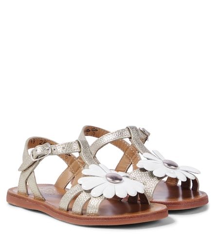 Plagette Big Flo metallic leather sandals - Pom d'Api - Modalova