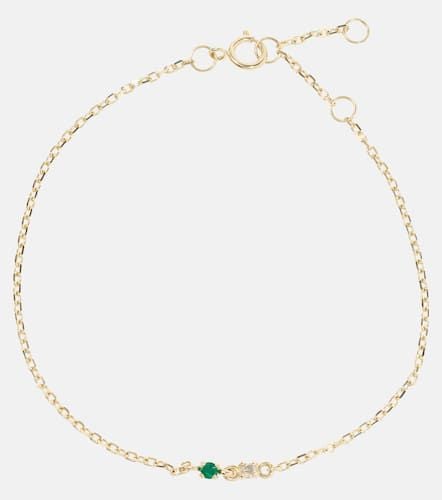 Tiny Emerald Goddess 14kt bracelet with emerald and diamonds - Stone and Strand - Modalova