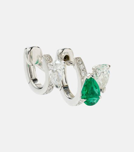 Serti Sur Vide 18kt white gold single earring with diamonds and emerald - Repossi - Modalova