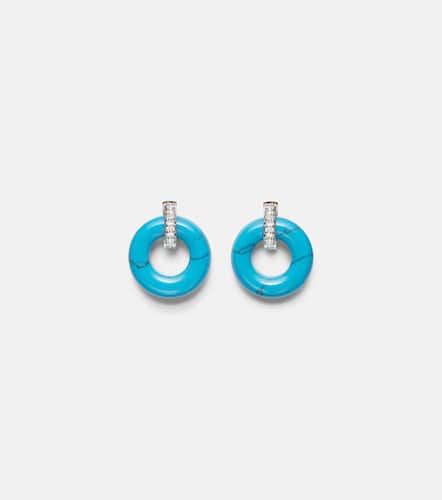 Kt gold earrings with turquoise and diamonds - Mateo - Modalova