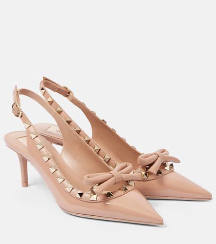 Pumps slingback Rockstud Bow 60 in vernice - Valentino Garavani - Modalova