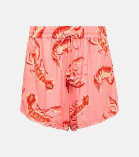Lobsters printed linen-blend shorts - Farm Rio - Modalova