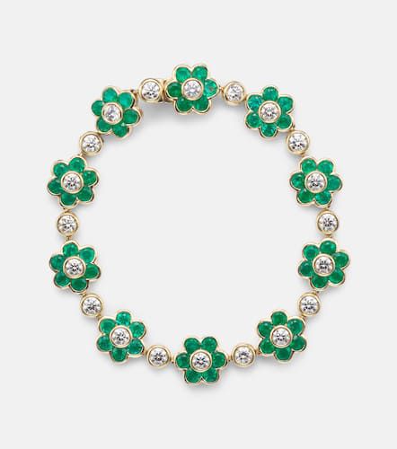 Flora 18kt yellow bracelet with emeralds and diamonds - Anita Ko - Modalova