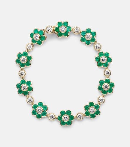 Pulsera Flora de oro de 18 ct con esmeraldas y diamantes - Anita Ko - Modalova