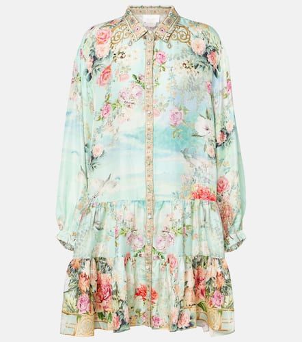 Floral silk twill shirt dress - Camilla - Modalova