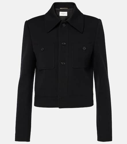 Cropped wool-blend jersey jacket - Saint Laurent - Modalova